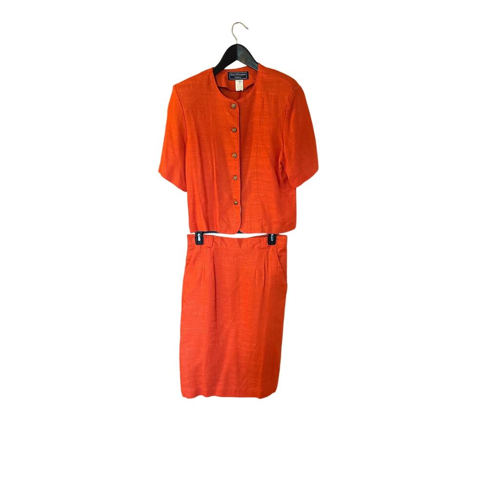 Norton McNaughton 2 Pc Skirt Suit Set Jacket Blazer Size 12 Burnt Orange Career